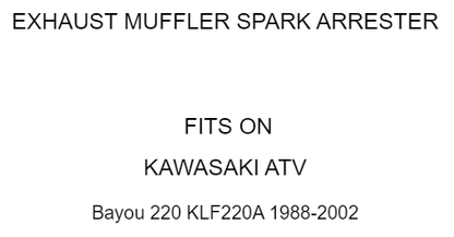 Exhaust Pipe Spark Arrester Baffle for Kawasaki Bayou 220 KLF220A (1988–2002)