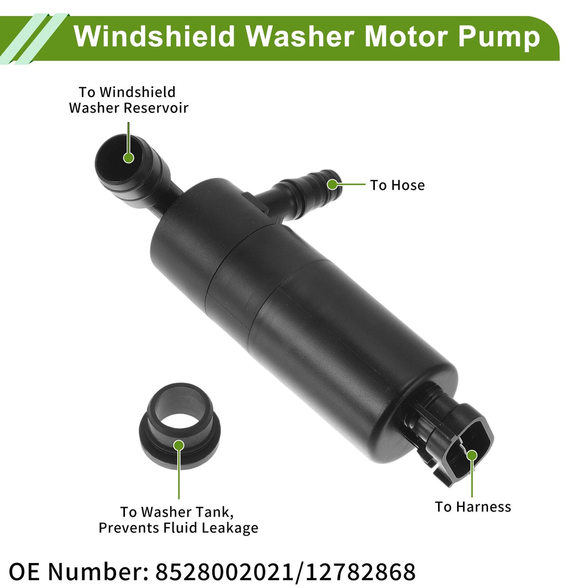 Windshield Washer Pump w/Grommet for Saab 9-3 (No. 8528002021)