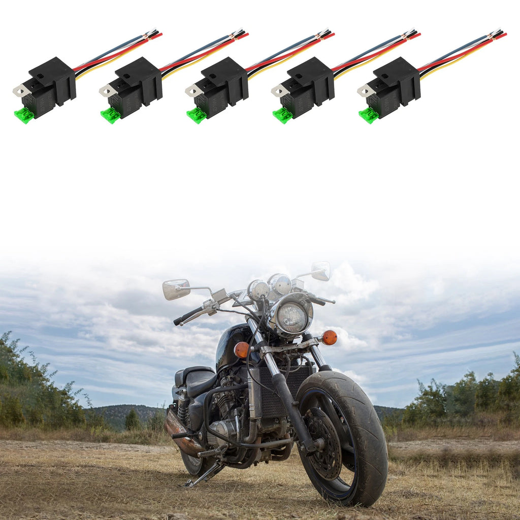 5 Pcs 5-Pin 24V 30A Waterproof Auto Relay with Harness for