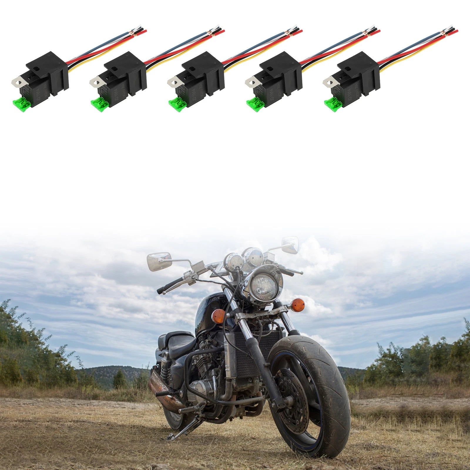 5 Pcs 5-Pin 24V 30A Waterproof Auto Relay with Harness for