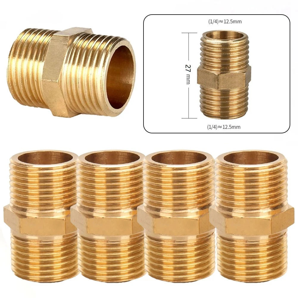 5X Pipe Quick Adapter for Various Applications (Brass Gold Tone)