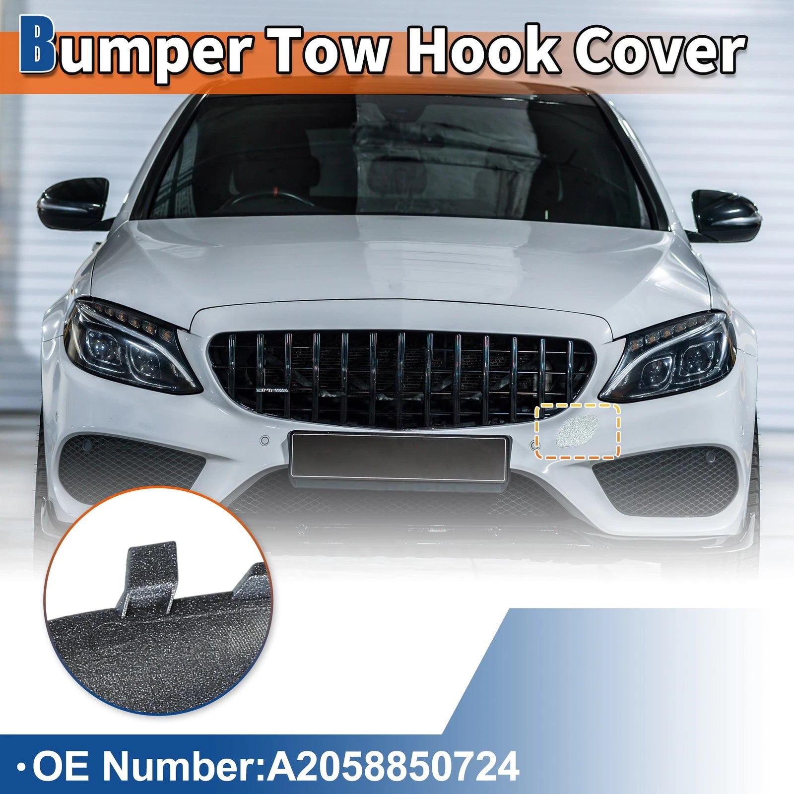 Front Tow Hook Cover Replacement for Mercedes-Benz A205 Diamond Silver (2017–2020)