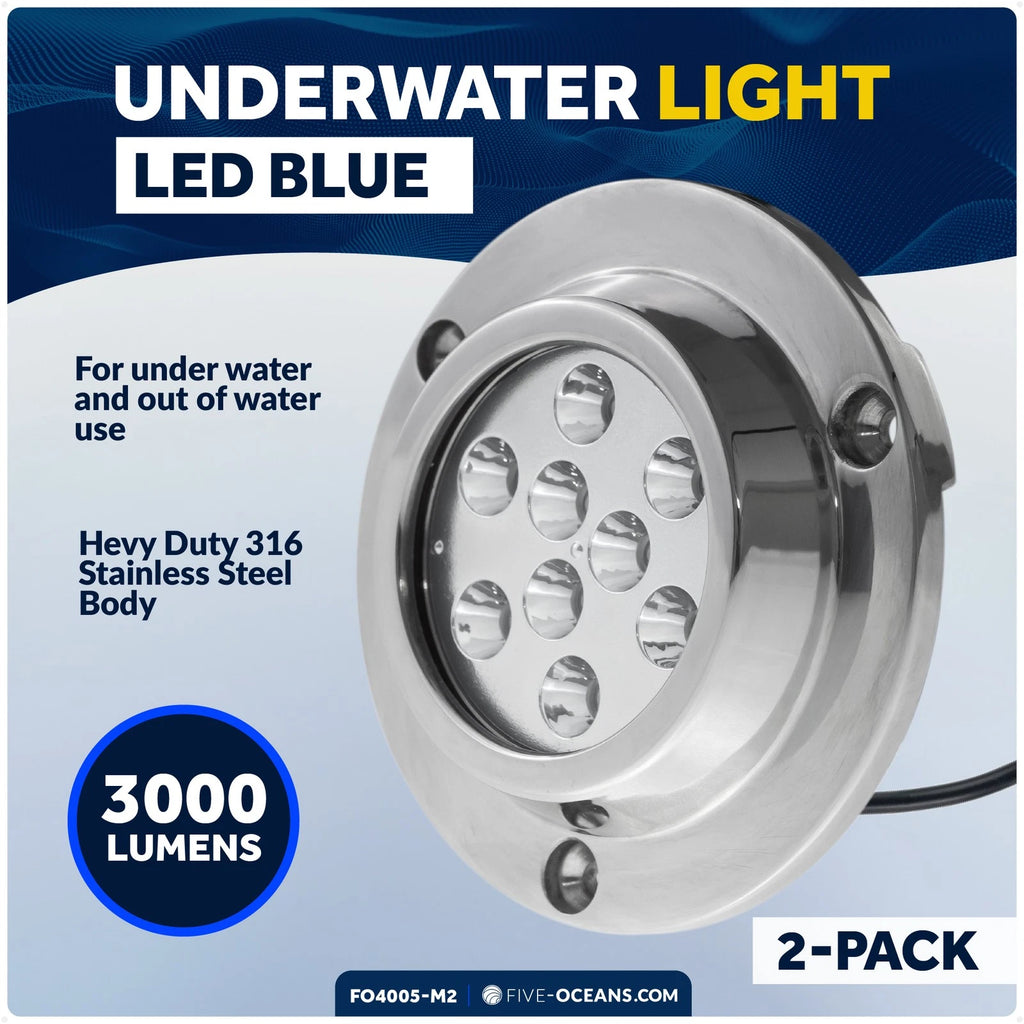 LED Transom Lights for Boat 12V (2-Pack) - High Power Blue