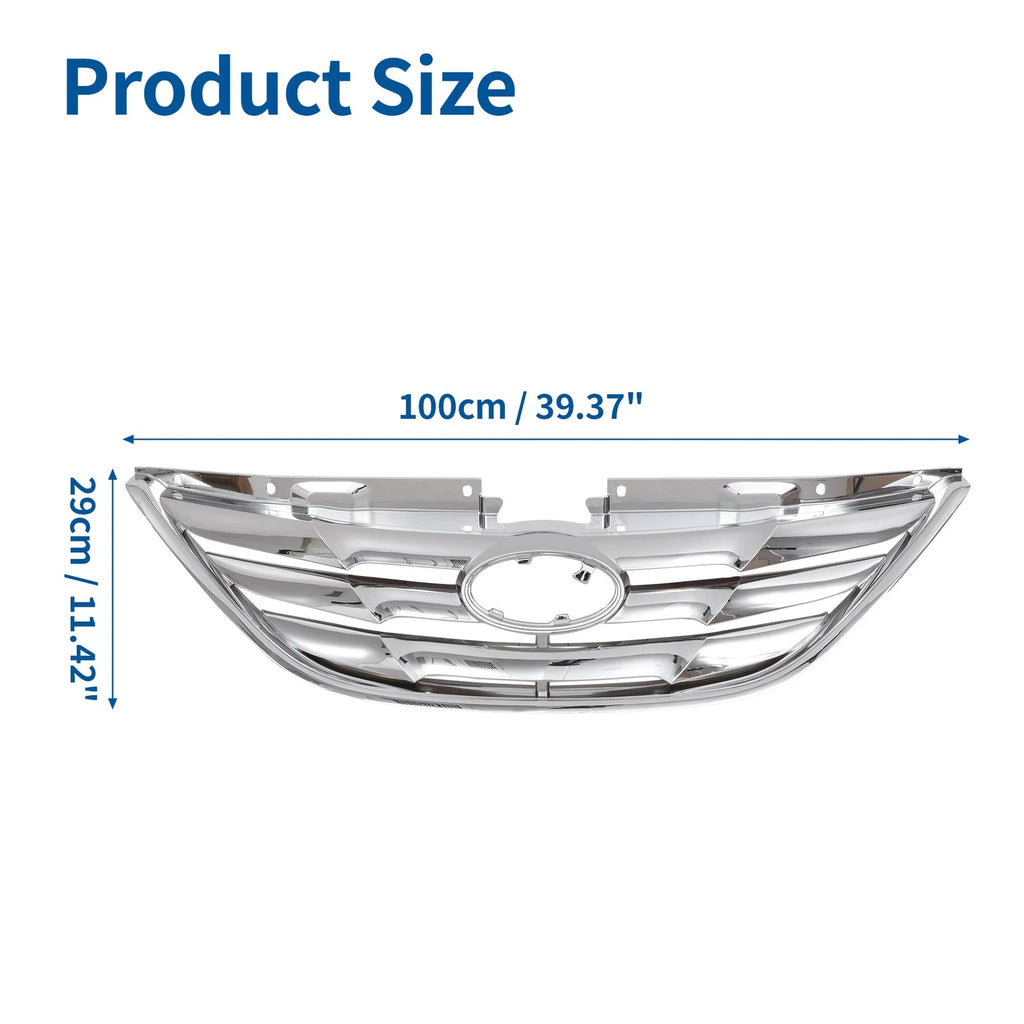 Front Hood Bumper Grille Grill Replacement for Hyundai Sonata (2011–2014)