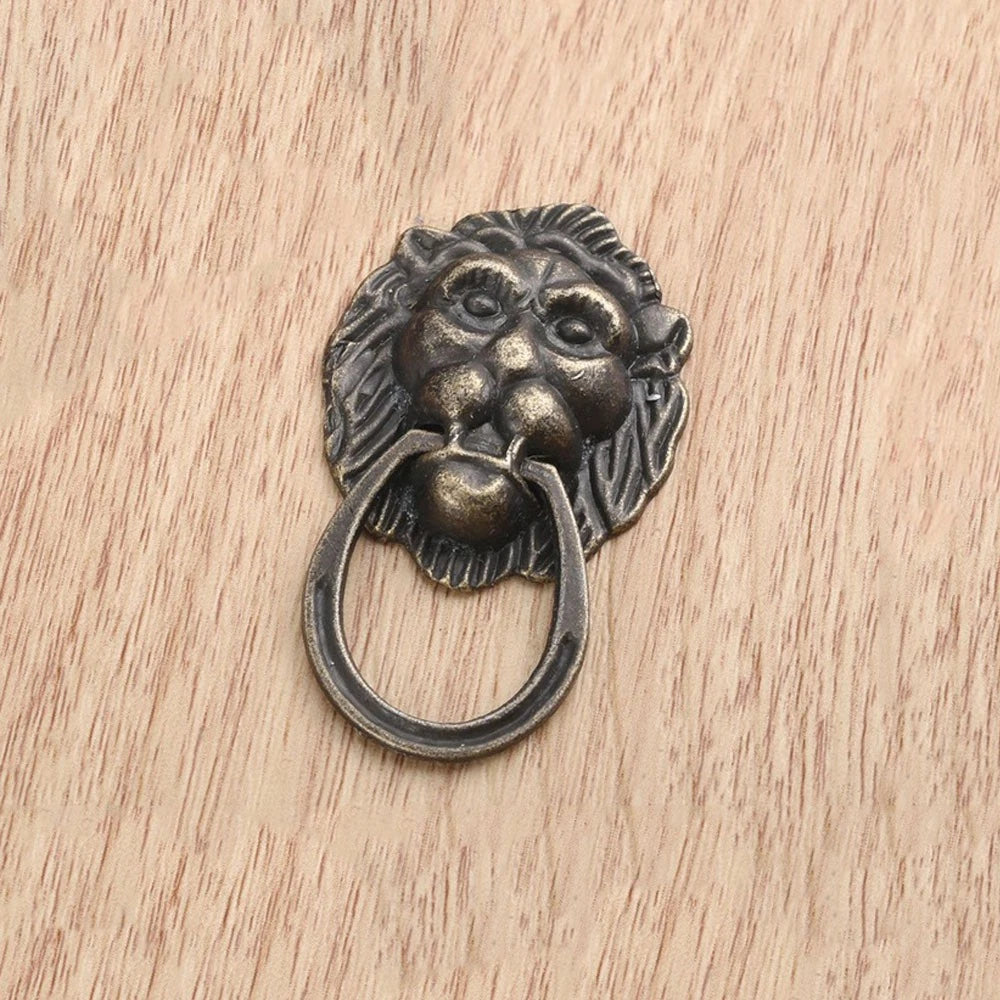 Set of 5 Antique Bronze Lion Head Cabinet Drawer Pull Knobs 28x48mm
