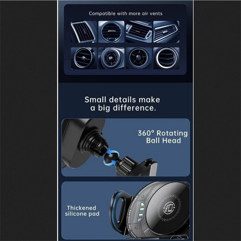 Wireless Car Charger Mount for Samsung Galaxy Z Fold & iPhone (2019–2023)