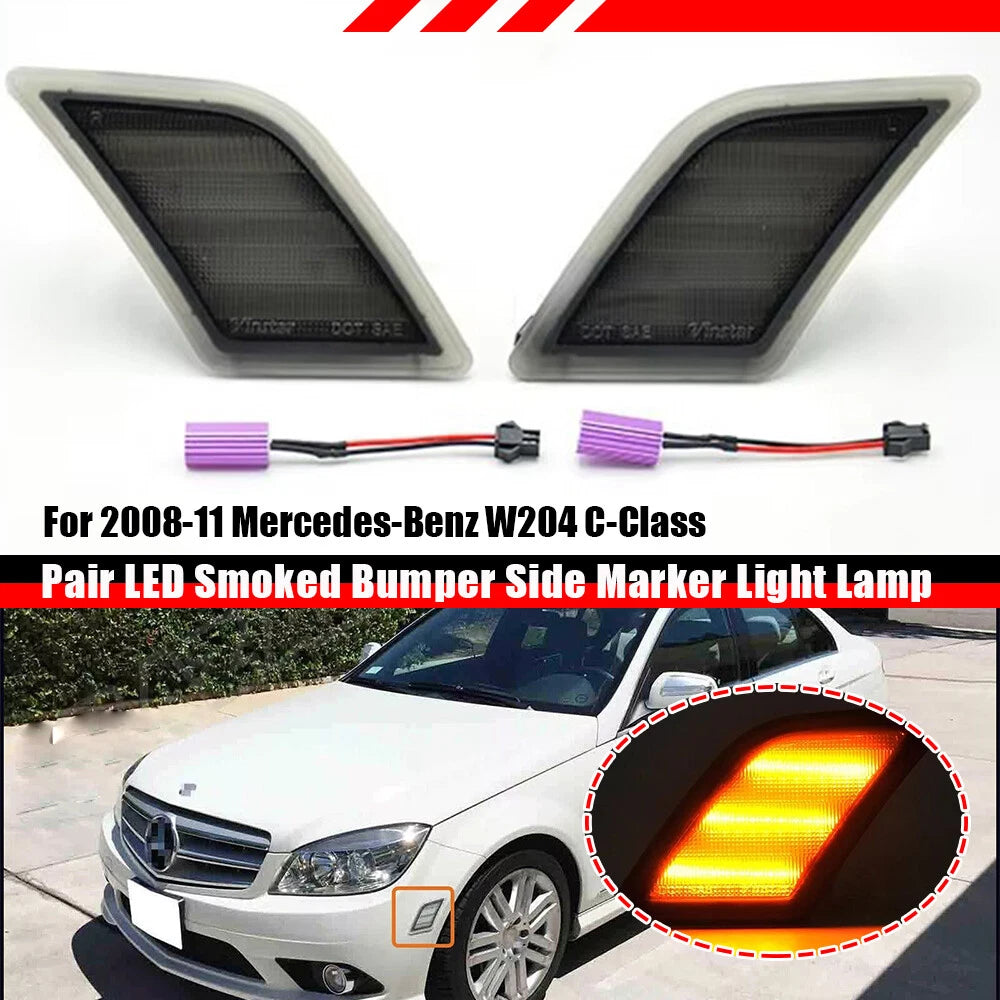 Smoked Amber LED Side Marker Light for Mercedes Benz W204 C250 C300 C350 (2008–2011)