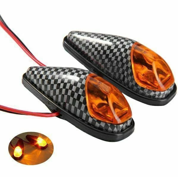 2X Carbon Turn Signal Blinker Indicator Light for Motor (Yellow)