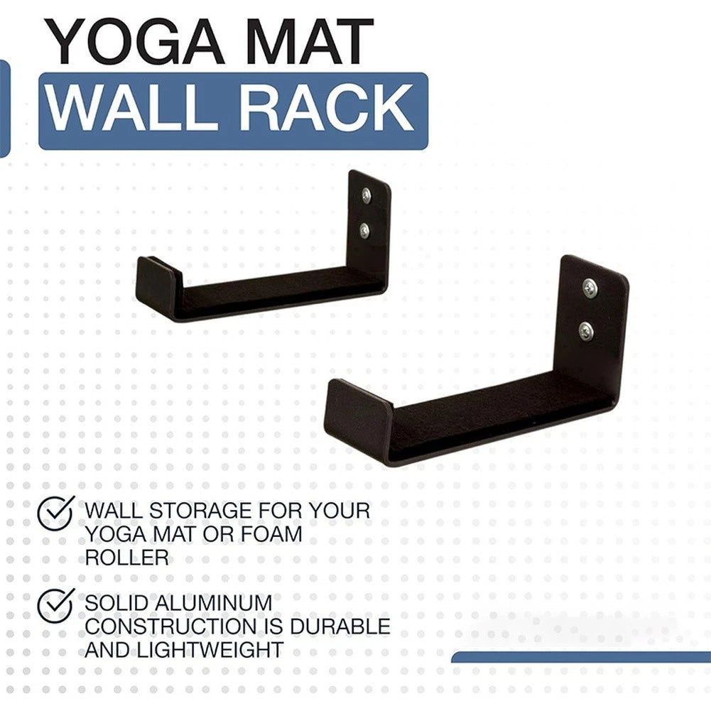 2X Wall Mounted Aluminum Yoga Mat Storage Rack with Felt Pads