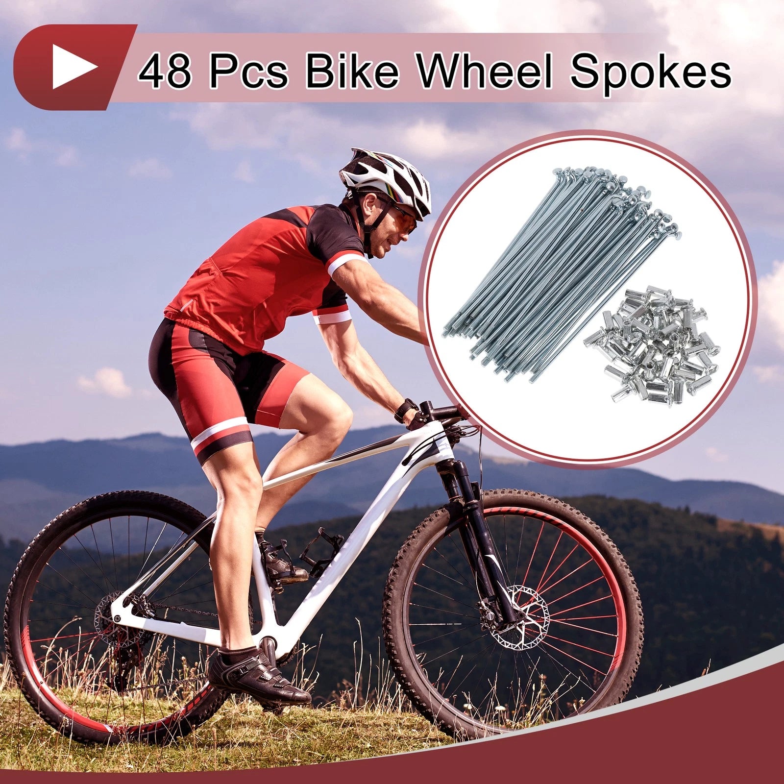 Bicycle Spokes Replacement Set 120mm for 10G Wheel (Carbon Steel)