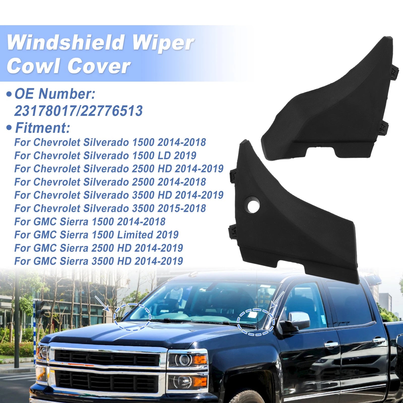 Windshield Cowl Replacement 1 Pair for Chevrolet Silverado 1500 (2014–2018)