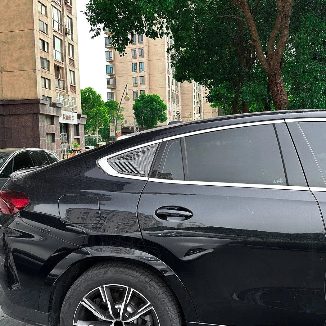Pair Carbon Look Rear Window Quarter Glass Louver Cover for BMW X6 (2019–2025)
