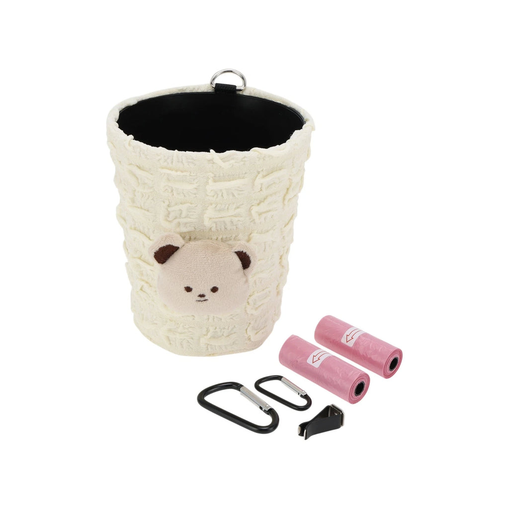 Car Trash Can Oval Bear Fabric Garbage Bag for Universal Use (1 Pc)