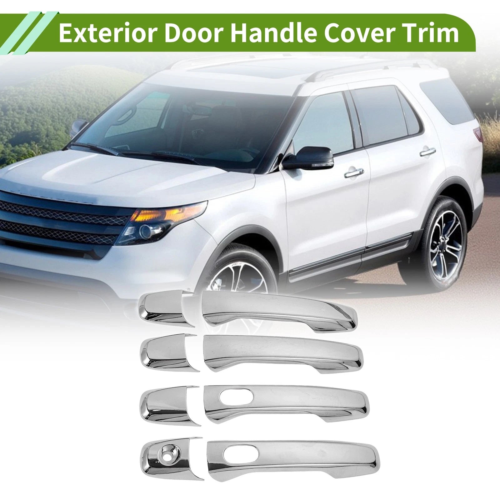 Exterior Door Handle Cover Trim for Ford Explorer 2011–2019 Plating 1 Set