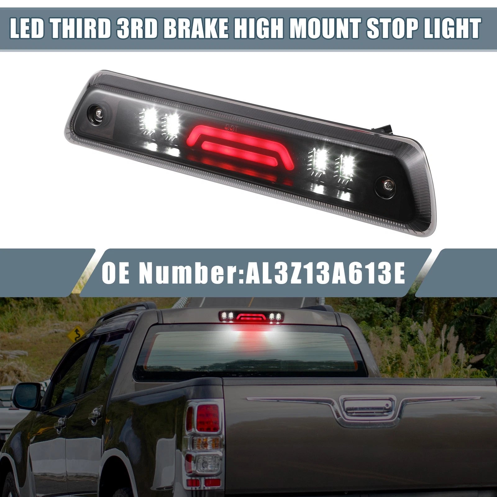 High Mount Stop Light for Ford F-150 Replacement Black Smoked Lens (2009–2014)