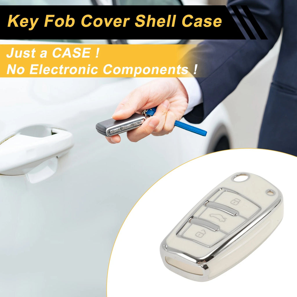 Car Key Case TPU Silicone Protection for Audi A1 (2010–2020) White Silver