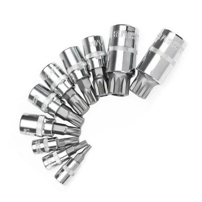 10pcs XZN 12 Point Triple Square Drill Bit Socket Set for Mercedes