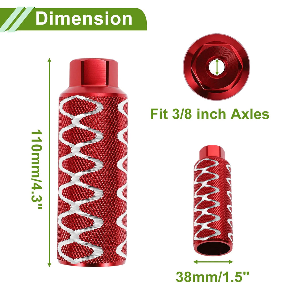 Bike Pegs 110mm Circle Texture Replacement for Red Cycling Foot Pegs (Set)