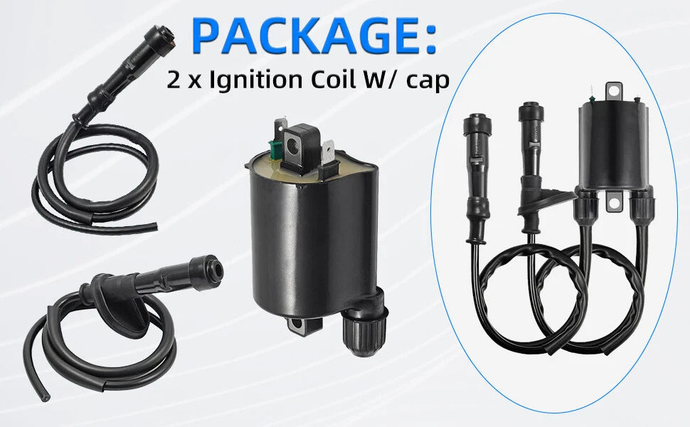 Set of 2 Ignition Coils + Caps for Honda Shadow Spirit 750 (2001–2009)