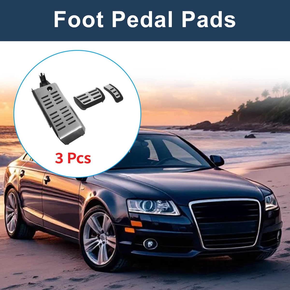 3 Pcs Automatic Foot Accelerator Pedal Covers for Audi A6L (2009–2012)