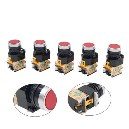 5pcs 22mm Momentary Red Push Button Switch 1NC 1NO DC 220V 10A