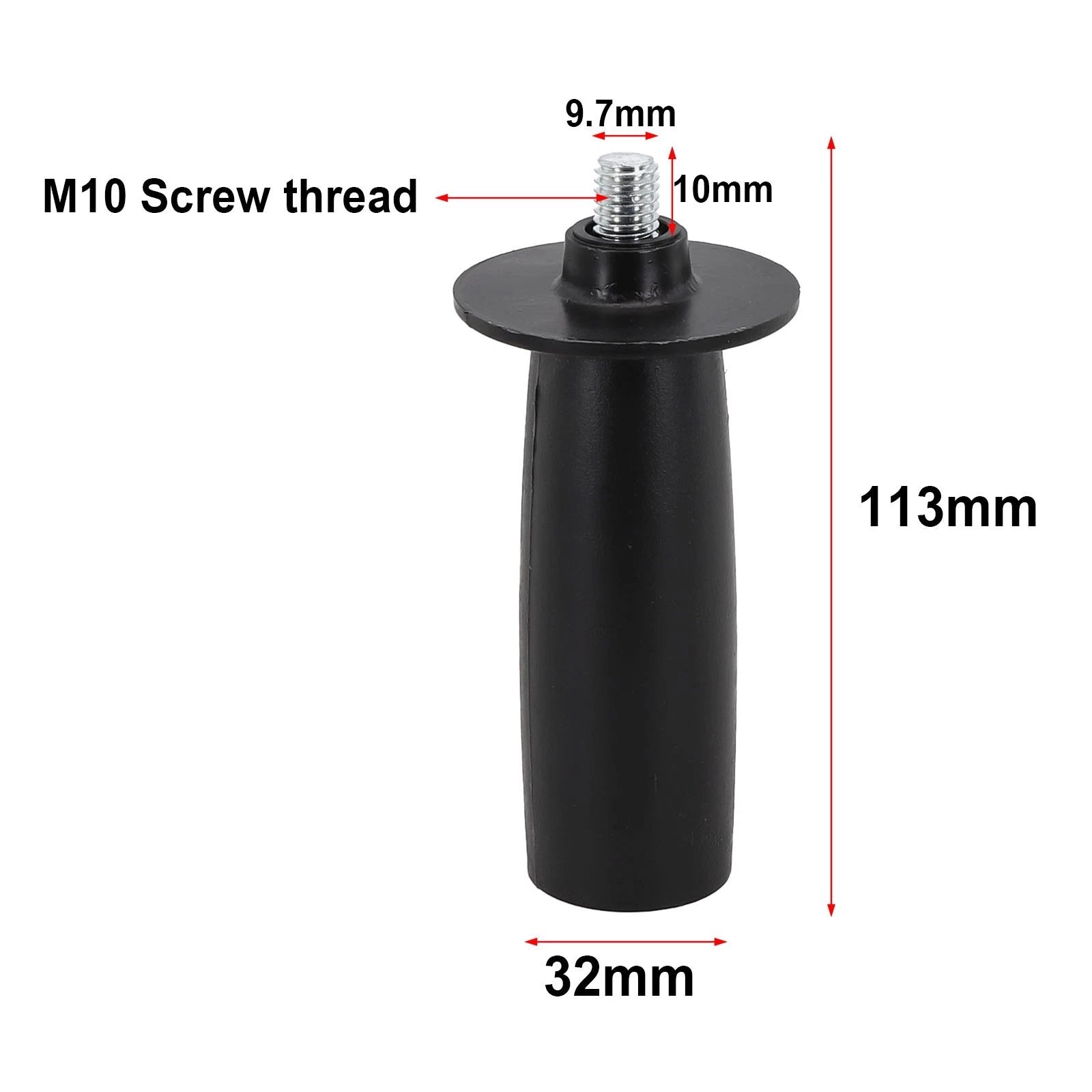 Side Handle for Angle Grinder M8 134mm Plastic Handle 8mm/10mm Black