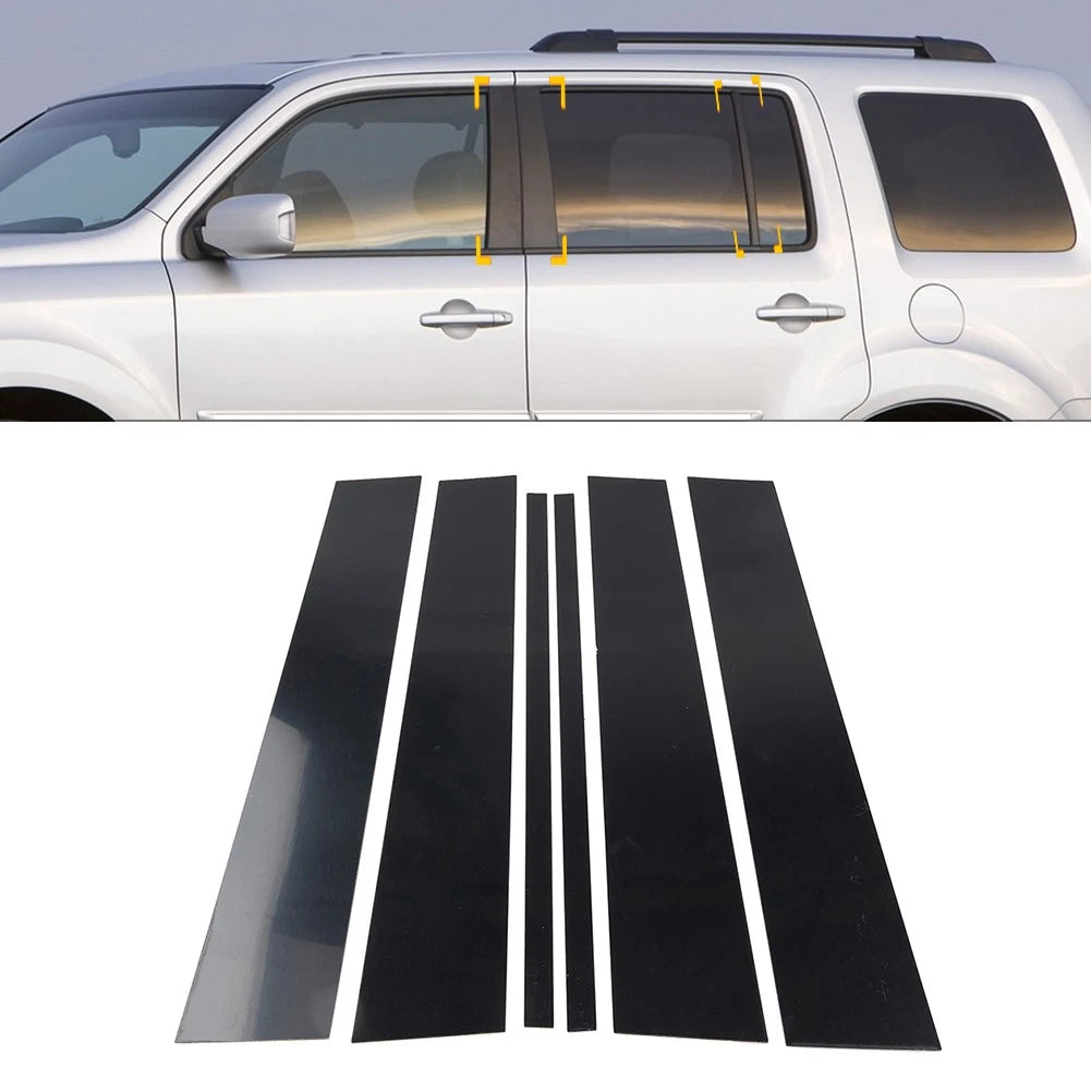 Set of 6 Pillar Post Door Window Covers for Honda Pilot Ridgeline (2009–2015)