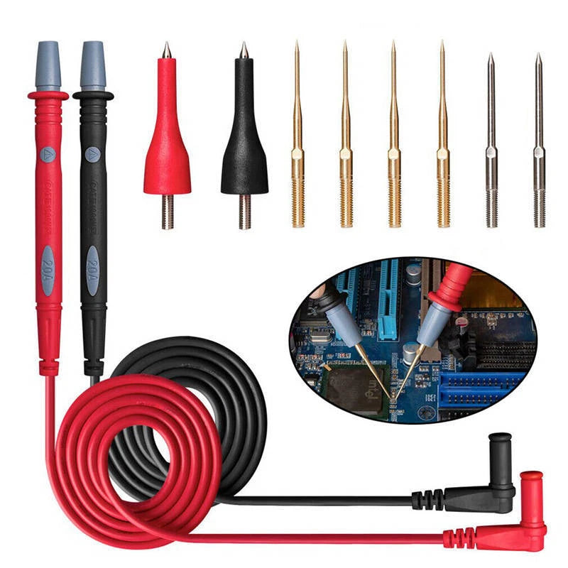 8PCS Digital Multimeter Probe Test Lead Kit with Clip Needle Tip