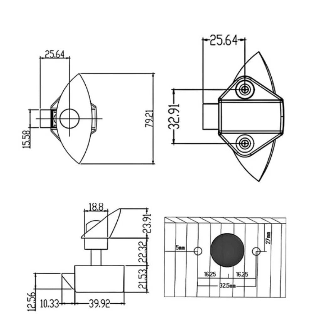 Drawer Lock Push Button for RV Camper Cabinet Door (15-22 mm)