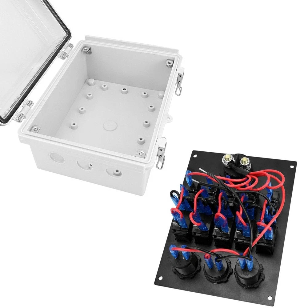 Marine Electrical Panel 12V Toggle Switch for Boats (12cm Depth, 22.5cm Height, 23.5cm Width)