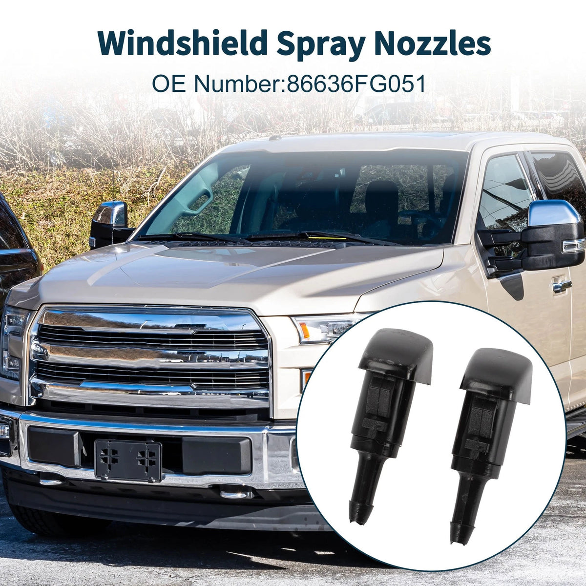 Windshield Washer Nozzle Set with Gasket for Subaru (No. 86636FG051)