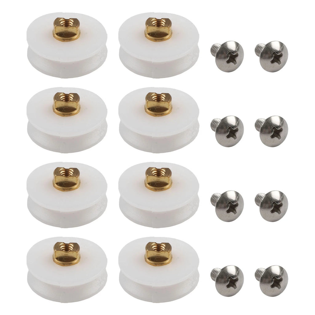 8pcs Shower Door Rollers for Stability and Safety (Nylon, Brass Axle)