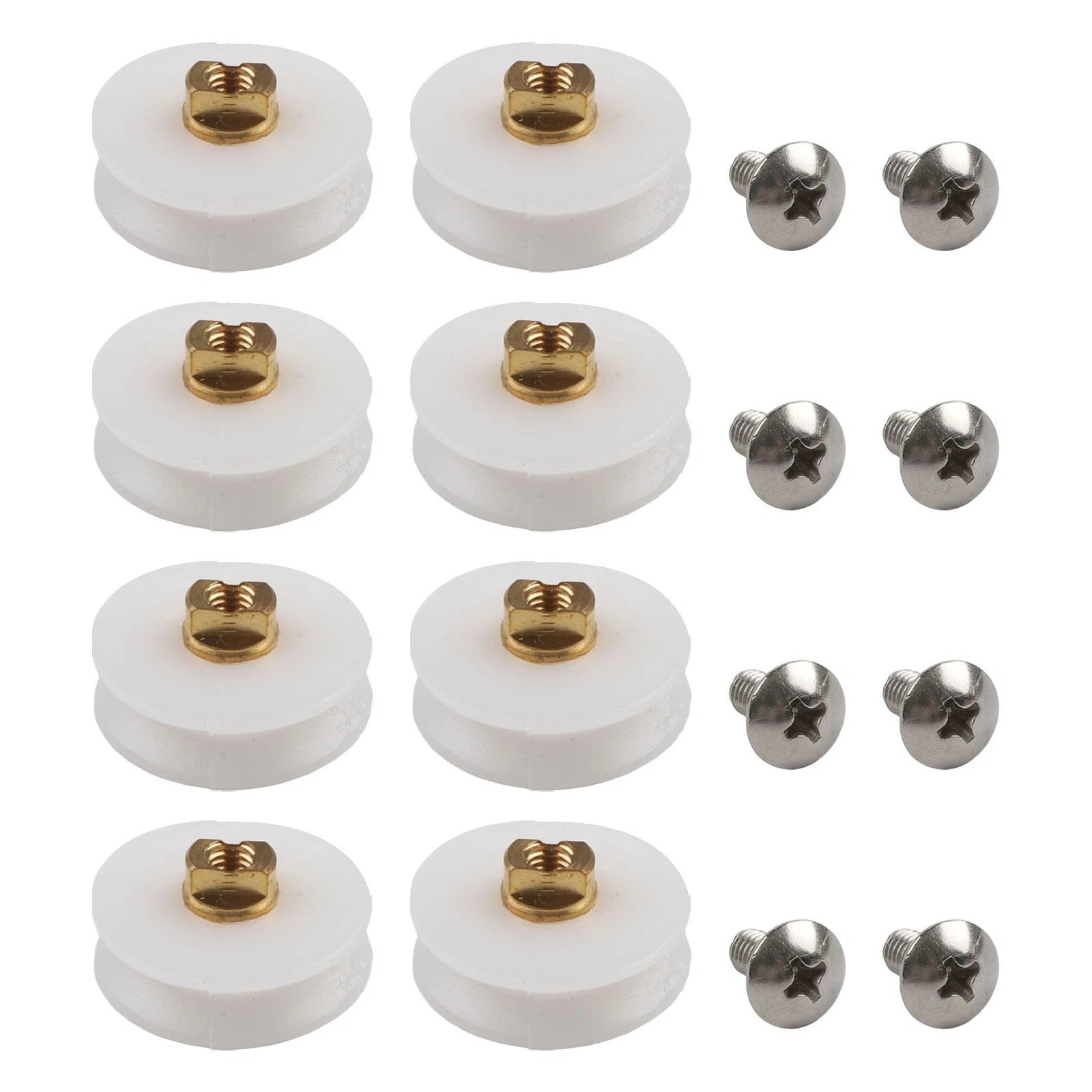 8pcs Shower Door Rollers for Stability and Safety (Nylon, Brass Axle)