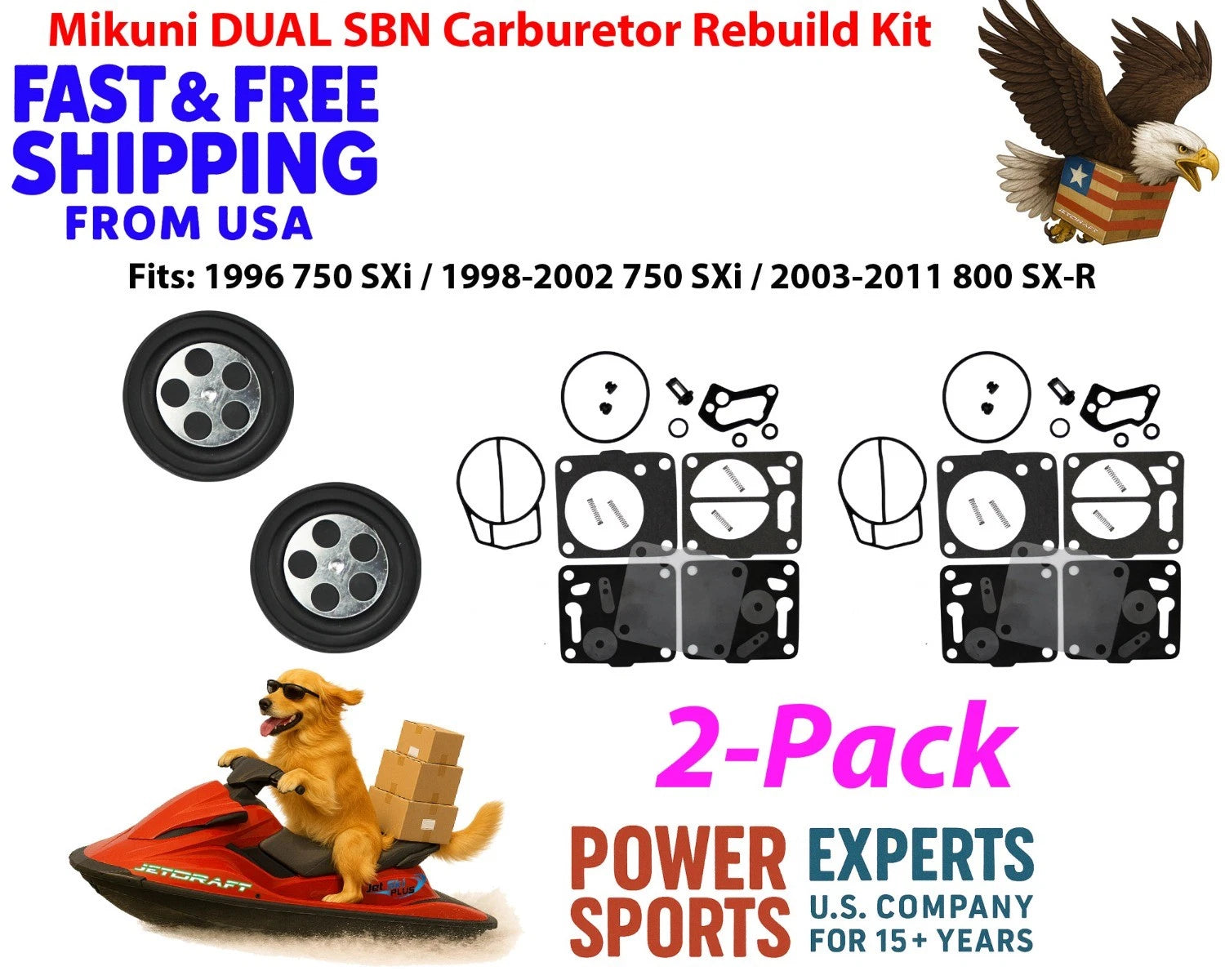 2X Mikuni SBN Carburetor Rebuild Kit for Kawasaki 750 SXi / Pro / 800 SX-R
