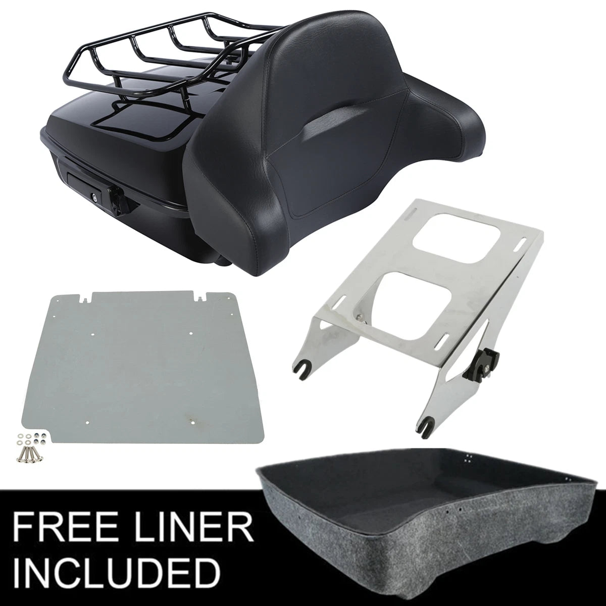 Chopped Trunk Backrest Rack Base Plate for Harley Touring Road Glide (2014–2026)