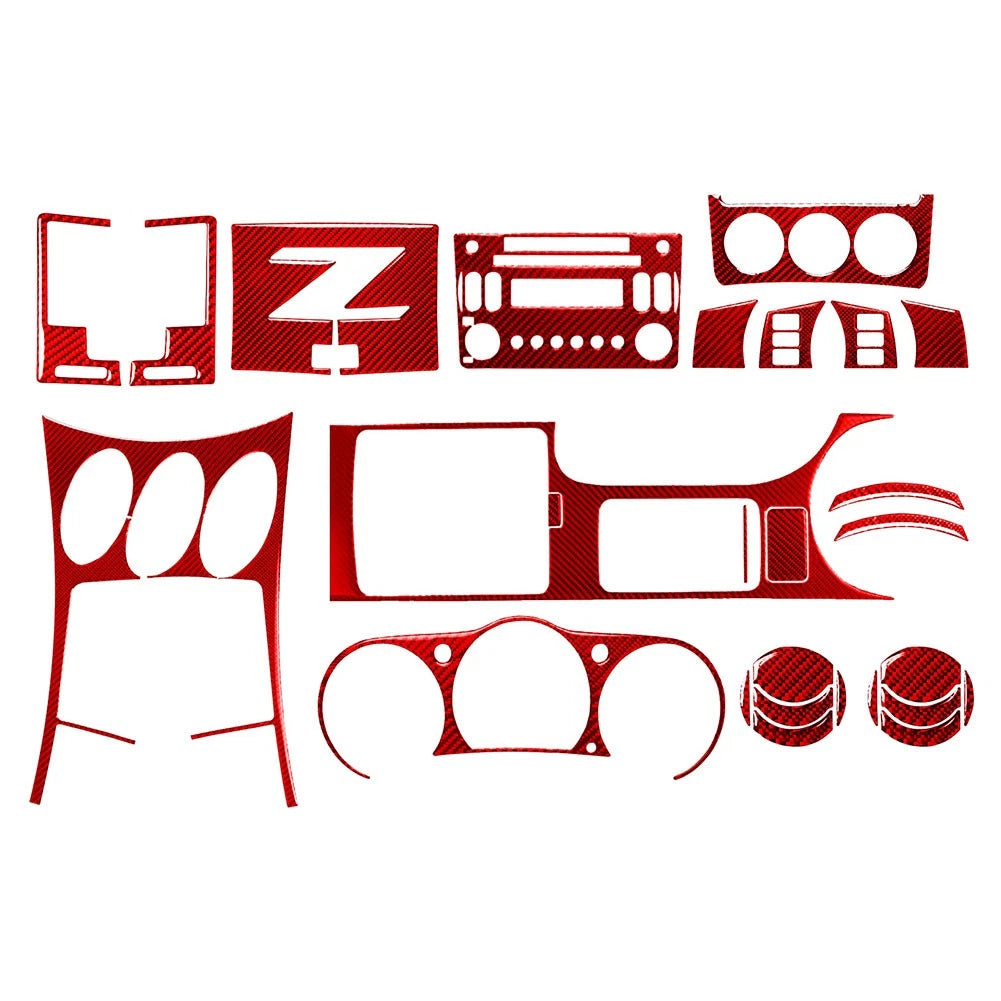 27 Pcs Interior Decoration Frame Cover for Nissan 350Z (2003–2009) Red