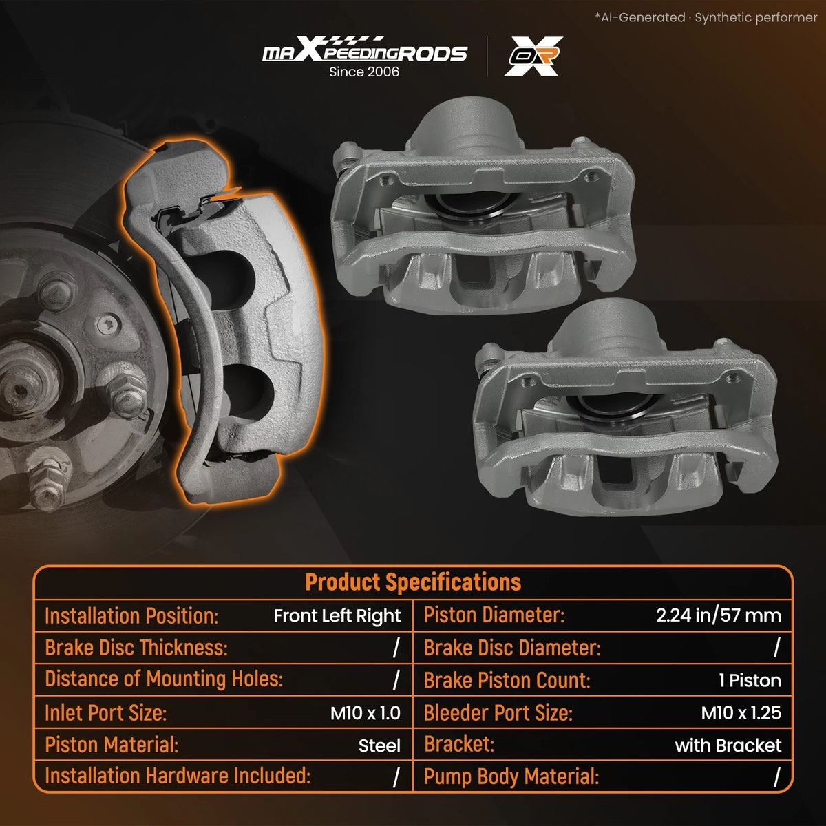 Set of 2 Front Disc Brake Calipers for Acura RL/TSX (1999–2014) 19-B2584 19B2585