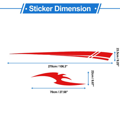 2 Pair Racing Stripes Bumper Sticker Decal for Universal Cars (270x23.5cm)