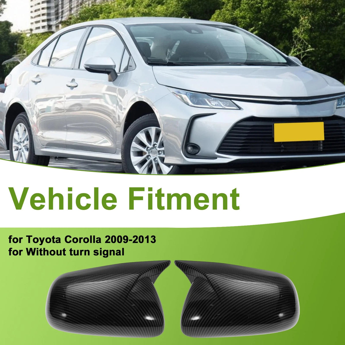1 Pair Side Mirror Cover Caps for Toyota Corolla Black