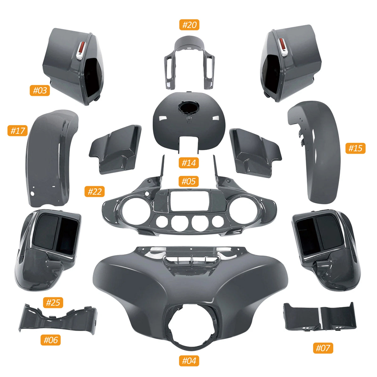Fairings Body Work Kit for Harley CVO Street Glide (2014–2023) 19 Gunship Gray