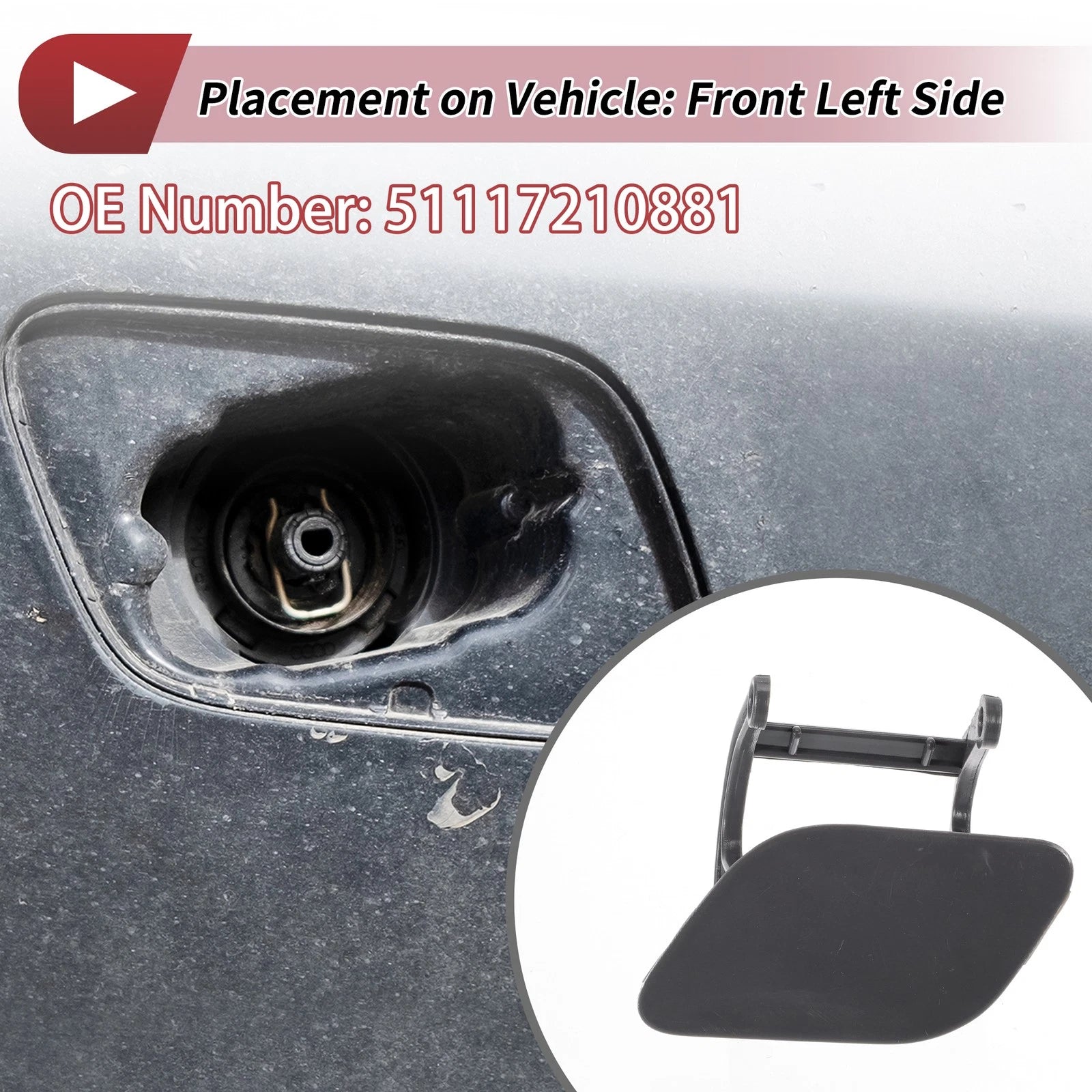 Front Left Washer Nozzle Cover Cap Replacement for BMW 740i (2011–2015)