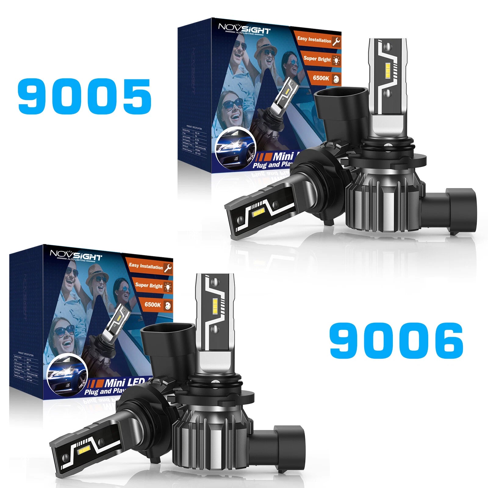 9005 9006 LED Headlight Bulbs Kit for High/Low Beam (6500K)