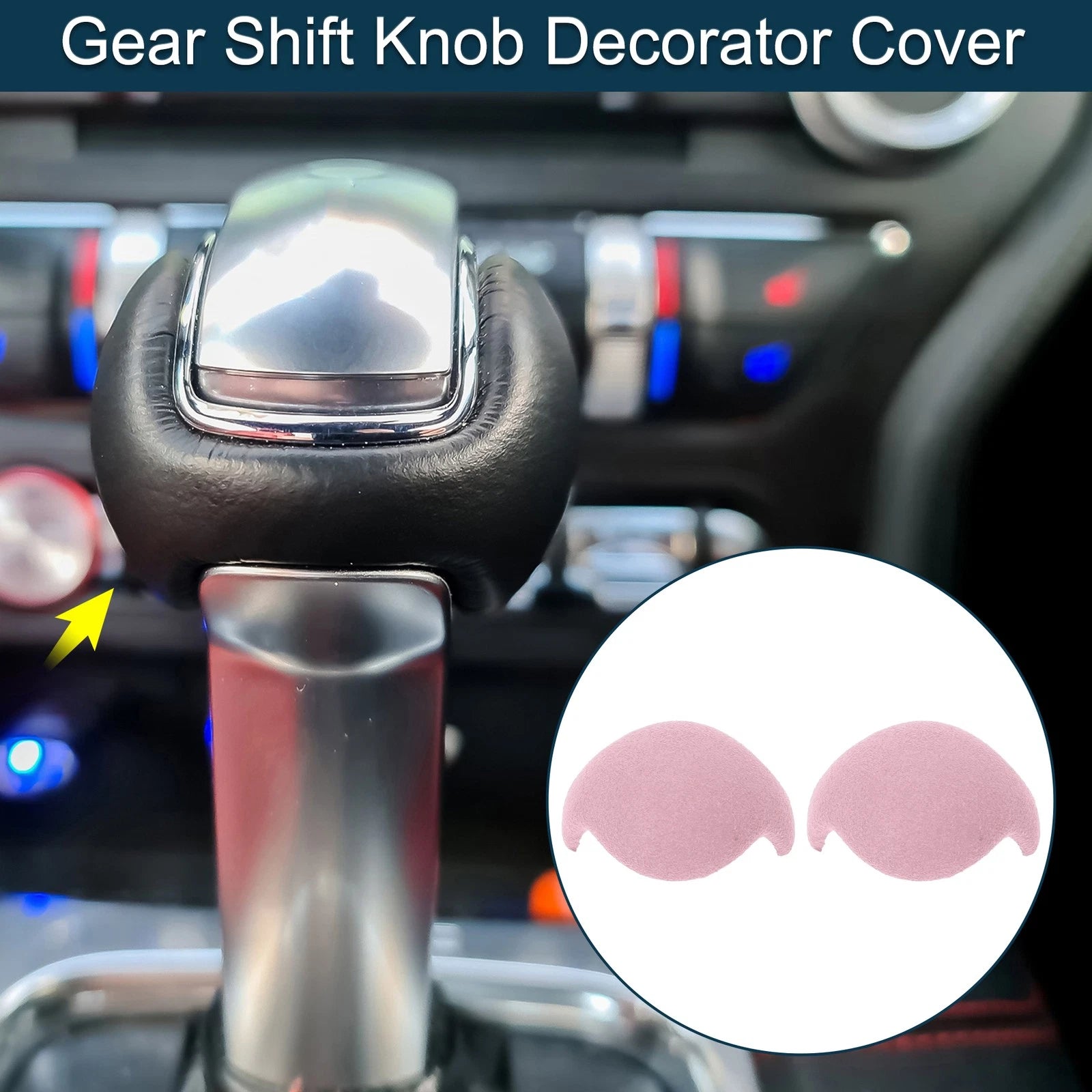 Gear Shift Knob Decor Cover for Ford Mustang (2015–2021) Pink Console