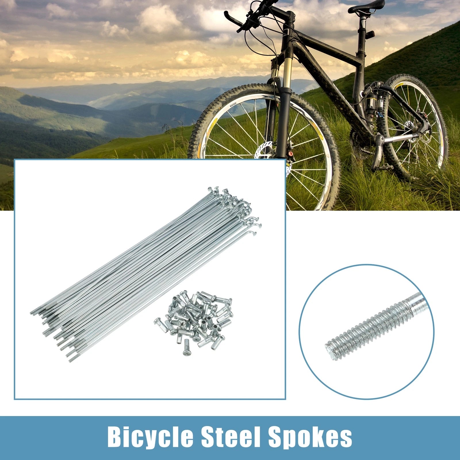 14G J Bend Spoke Set with Nipples 172mm for 26 inch Bicycle Wheels (—)