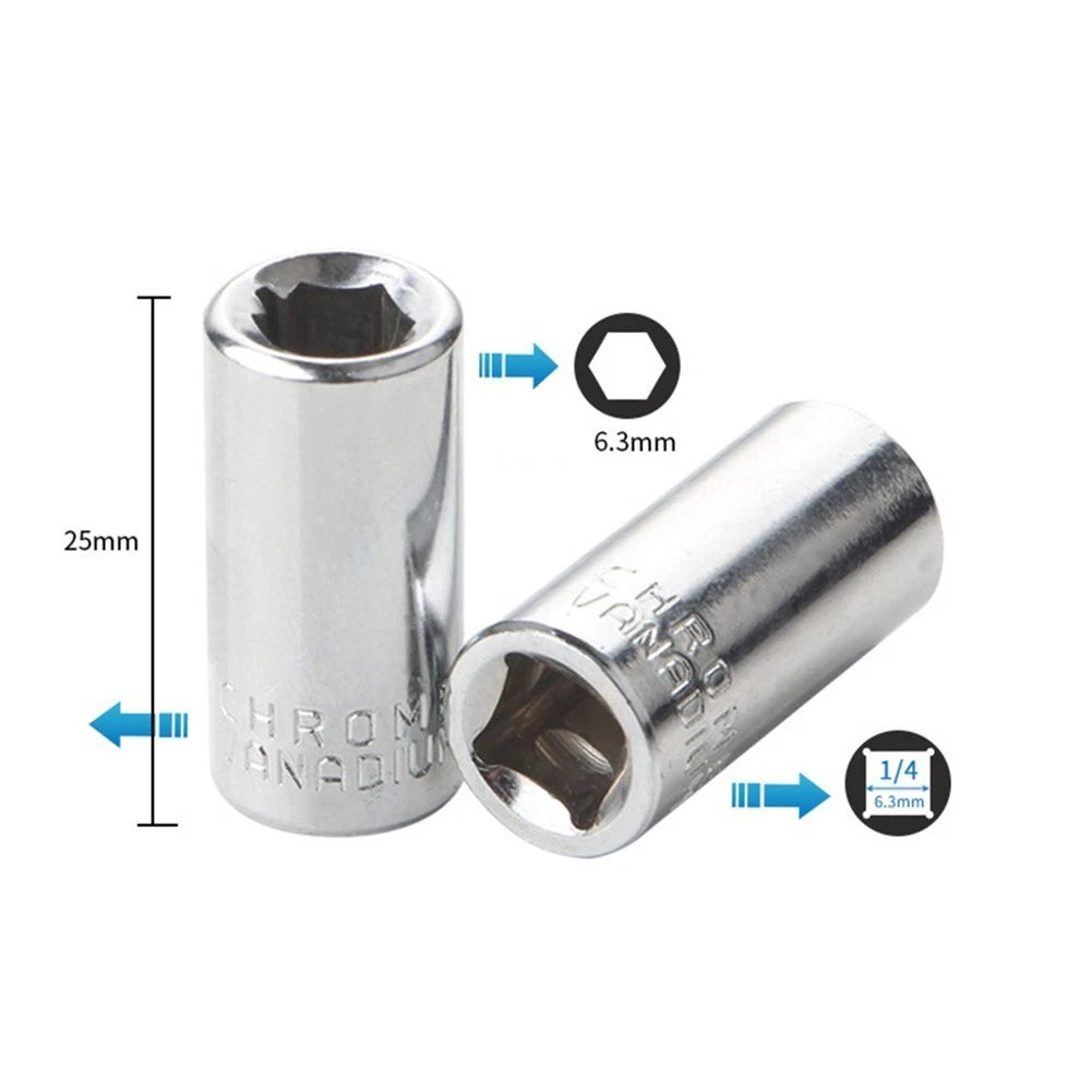 2X 1/4" Square Drive to 1/4" Hex Socket Bits Converter Adapter