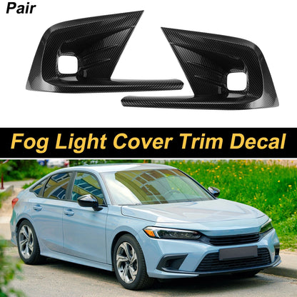 Front Left Right Fog Light Cover Trim for Honda Civic 11th Carbon Fiber Black (2016–2021)