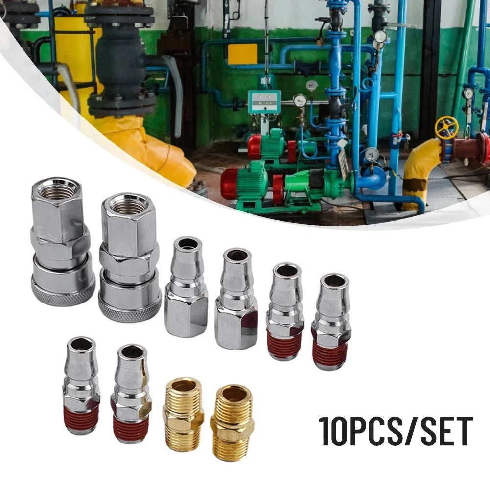 10x Air Line Hose Compressor Fitting Quick Release Connector 1/4"