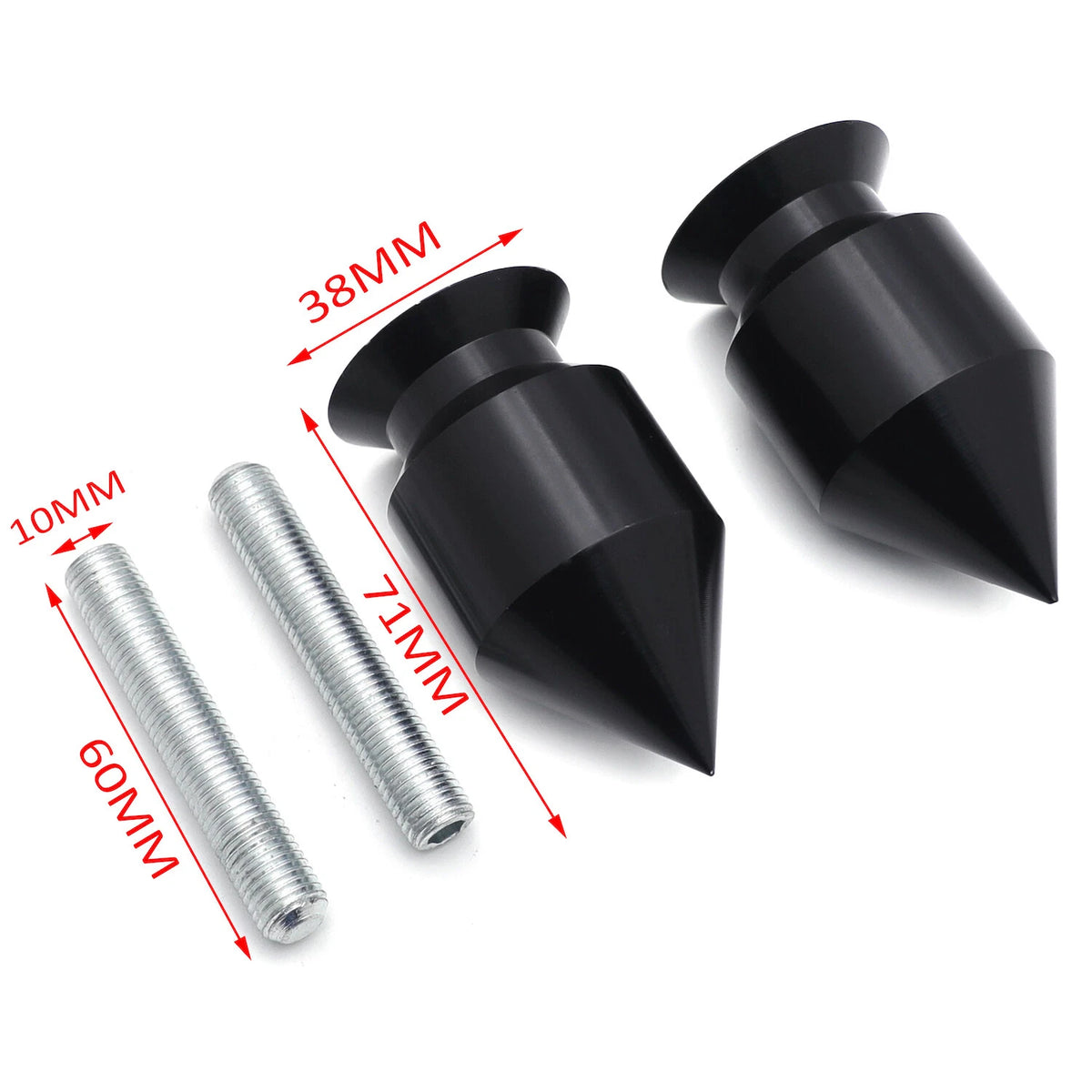 Black Spike Swingarm Spool 10mm for Kawasaki ER-6N (2009–2010) / Ninja 250R (2008–2011)