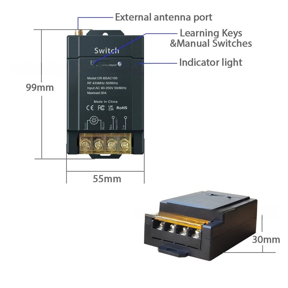 30A Relay Switch for Home Automation (Compatible with Motors)