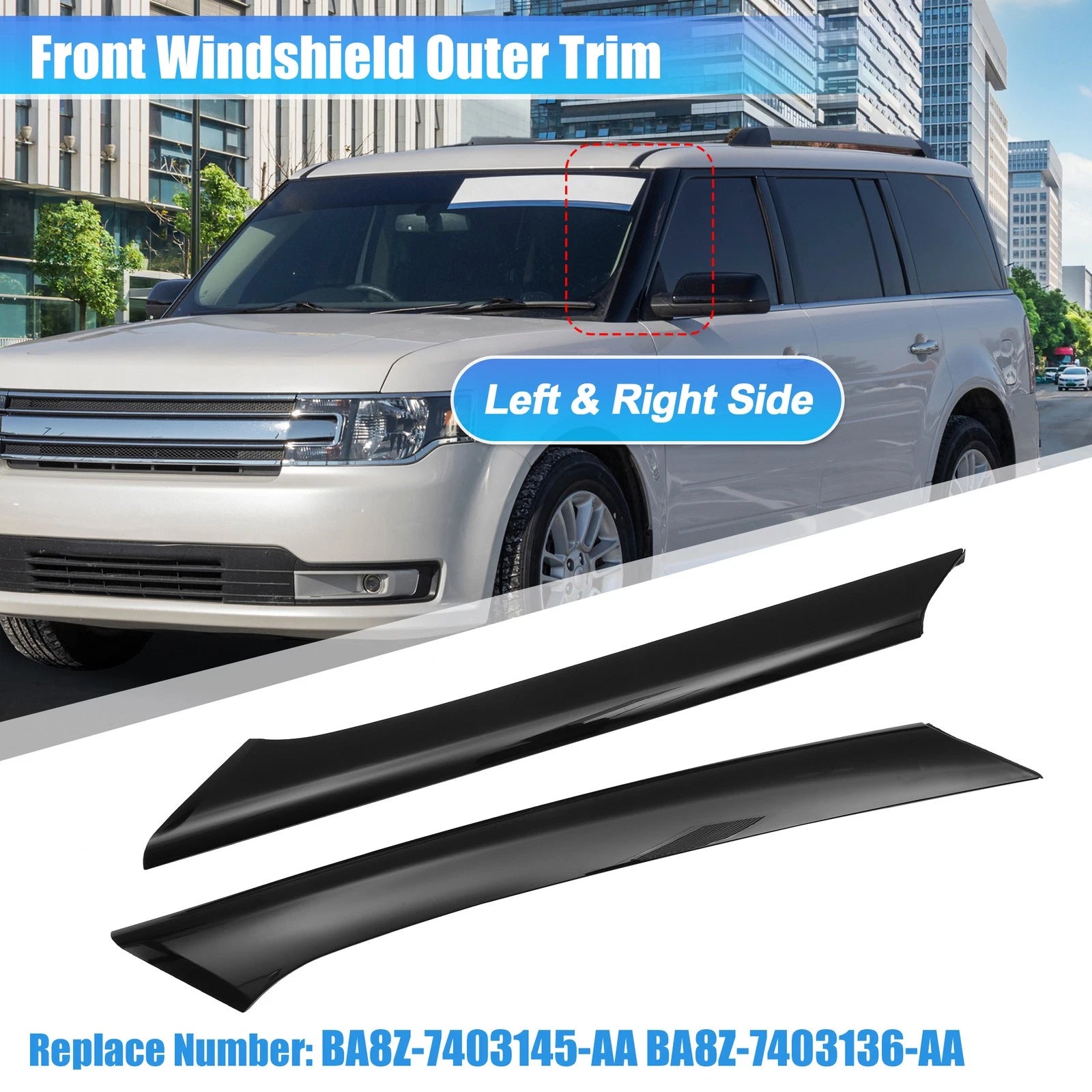 Pair Windshield A-Pillar Trim Panel for Ford Flex (2009–2019) BA8Z7403145AA